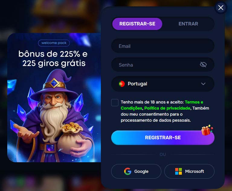 Registe-se no casino online Wizardo. 